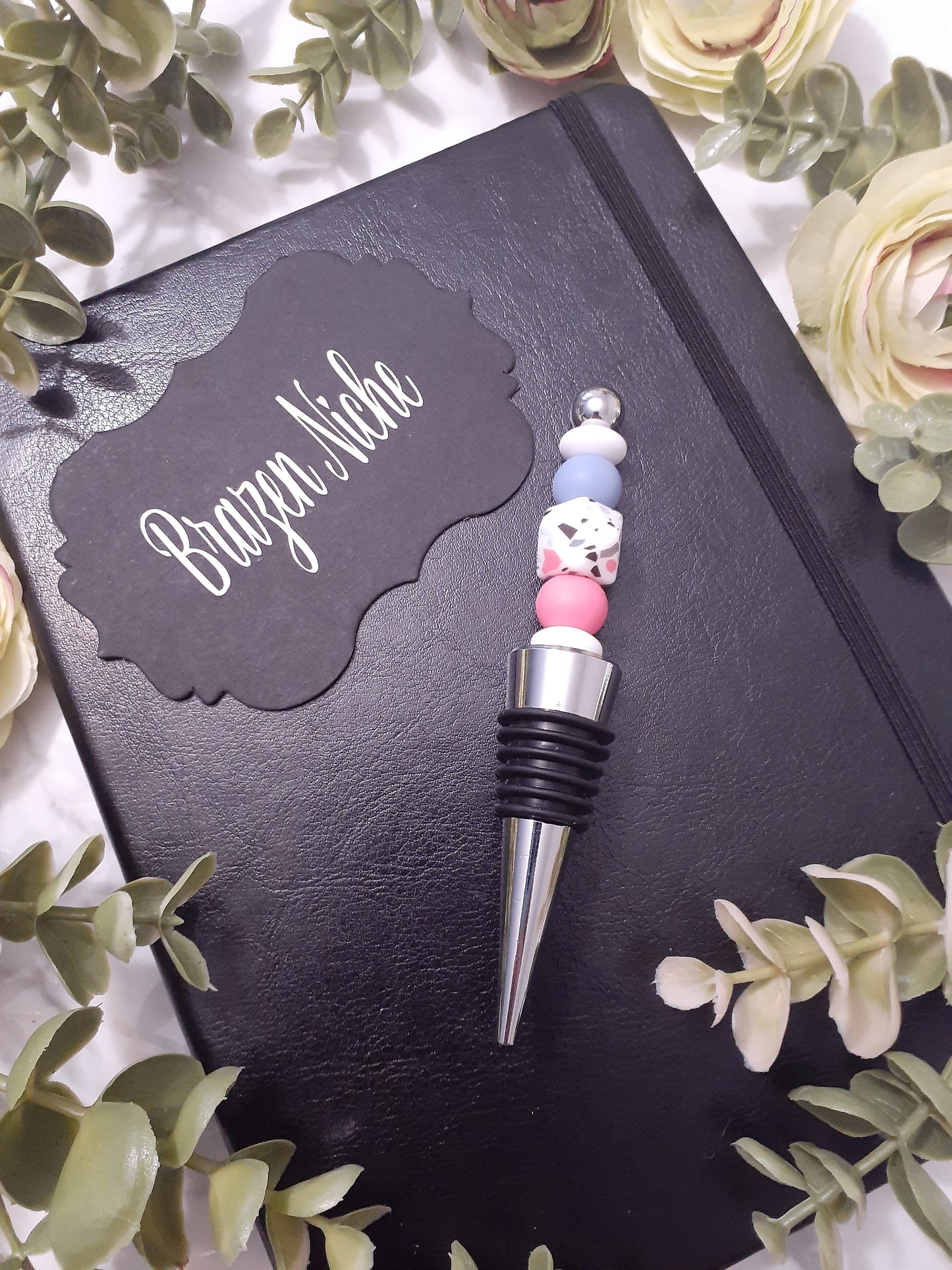 White/Blue/Pink Handmade Beaded Wine Stopper