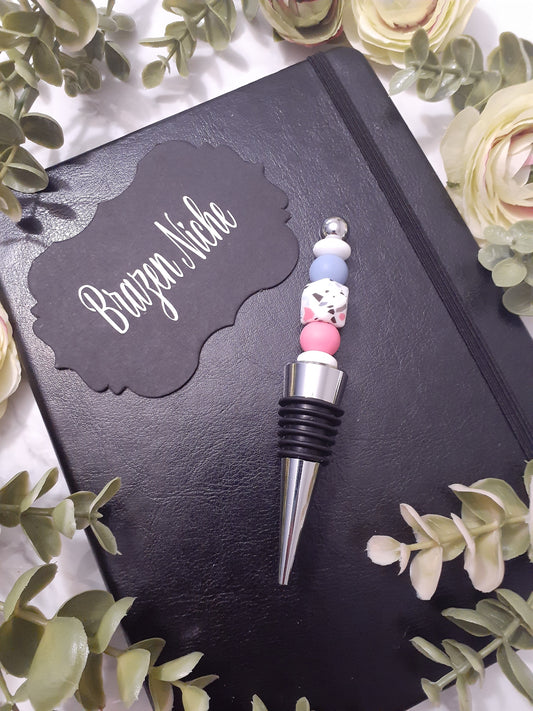 White/Blue/Pink Handmade Beaded Wine Stopper