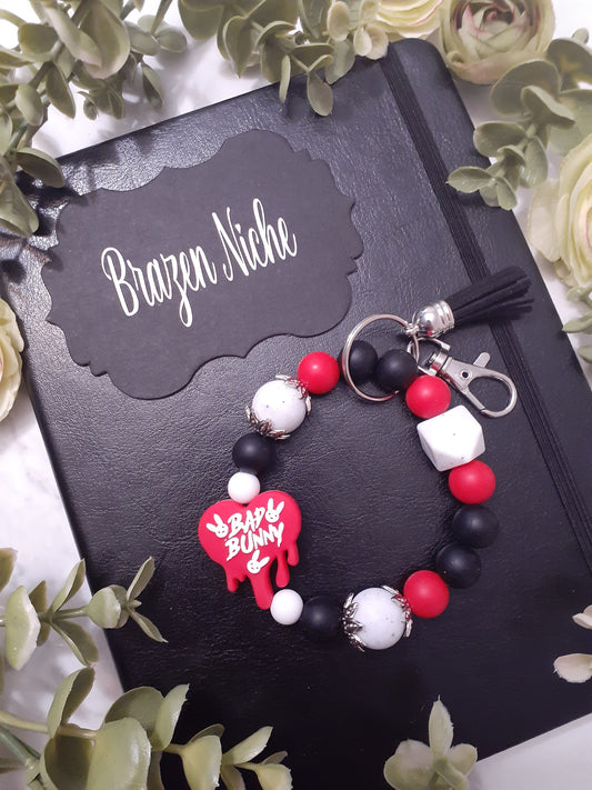 Red Heart Wristlet Keychain