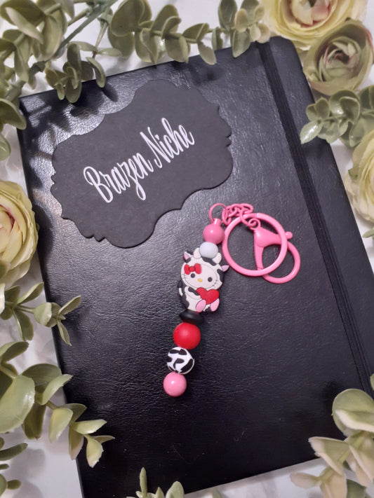 Cow Cat Beaded Keychain – Moo-d for Cuteness 🐄🐱