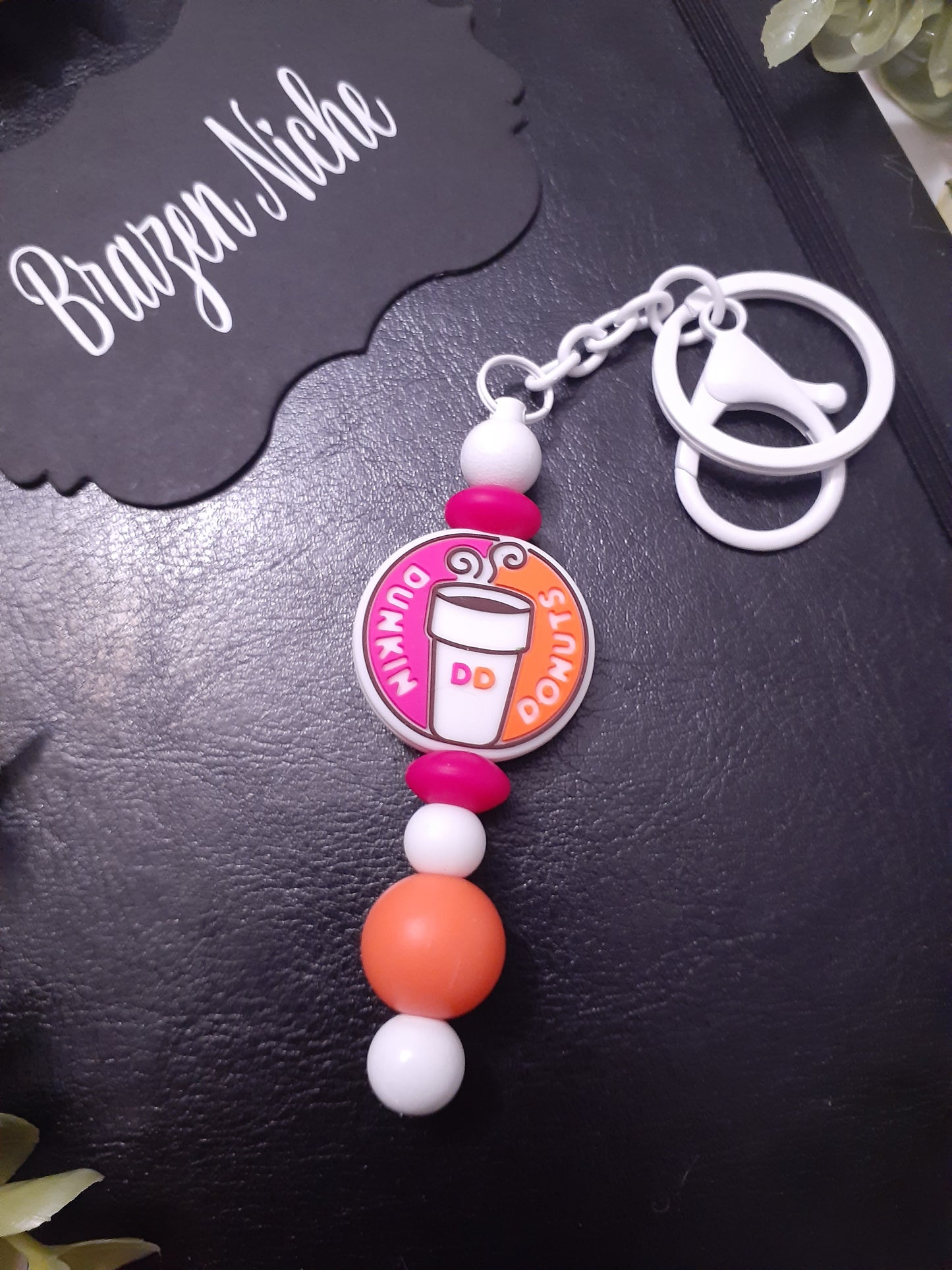 Coffee & Donut Beaded Keychain – Sip, Snack, Style ☕🍩