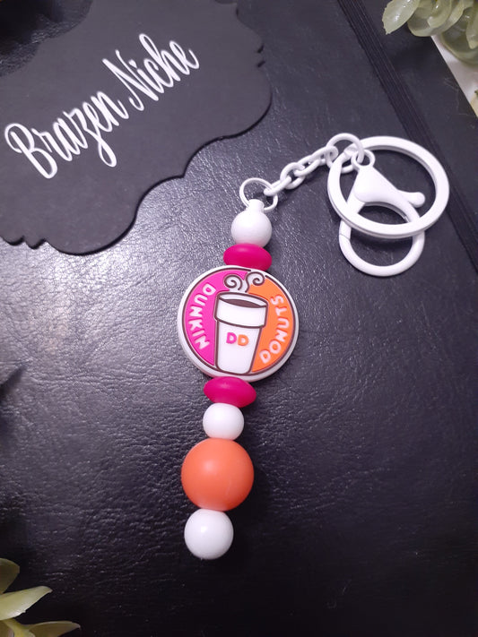 Coffee & Donut Beaded Keychain – Sip, Snack, Style ☕🍩
