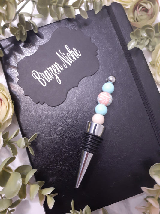 Handmade Teal Beaded Wine Stopper