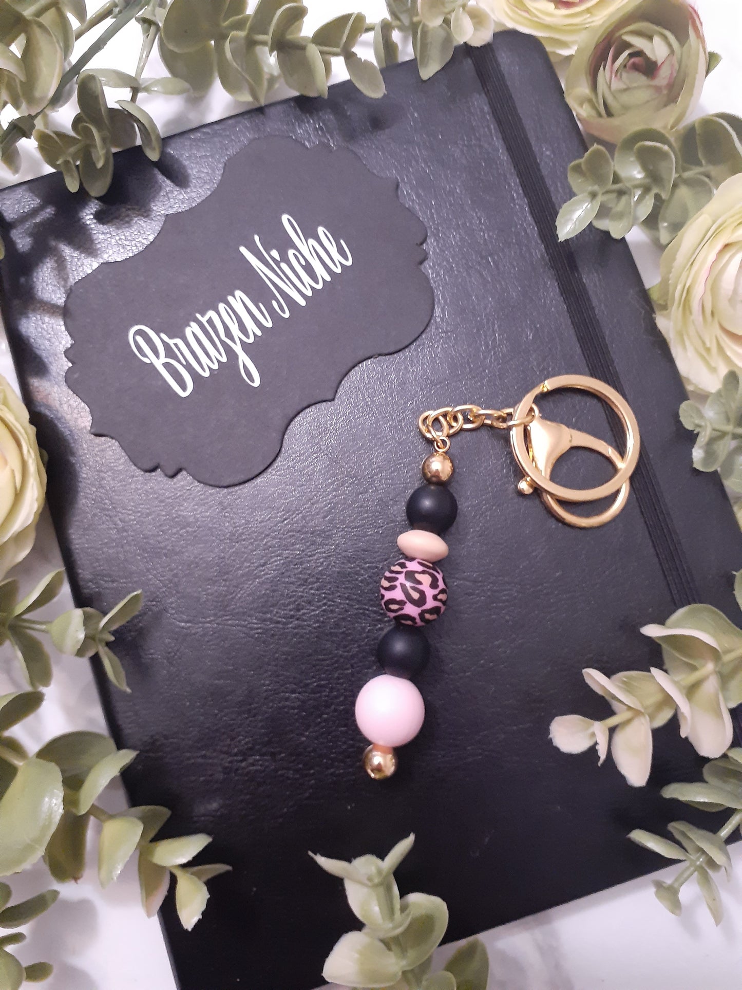 Pink animal Print Keychain