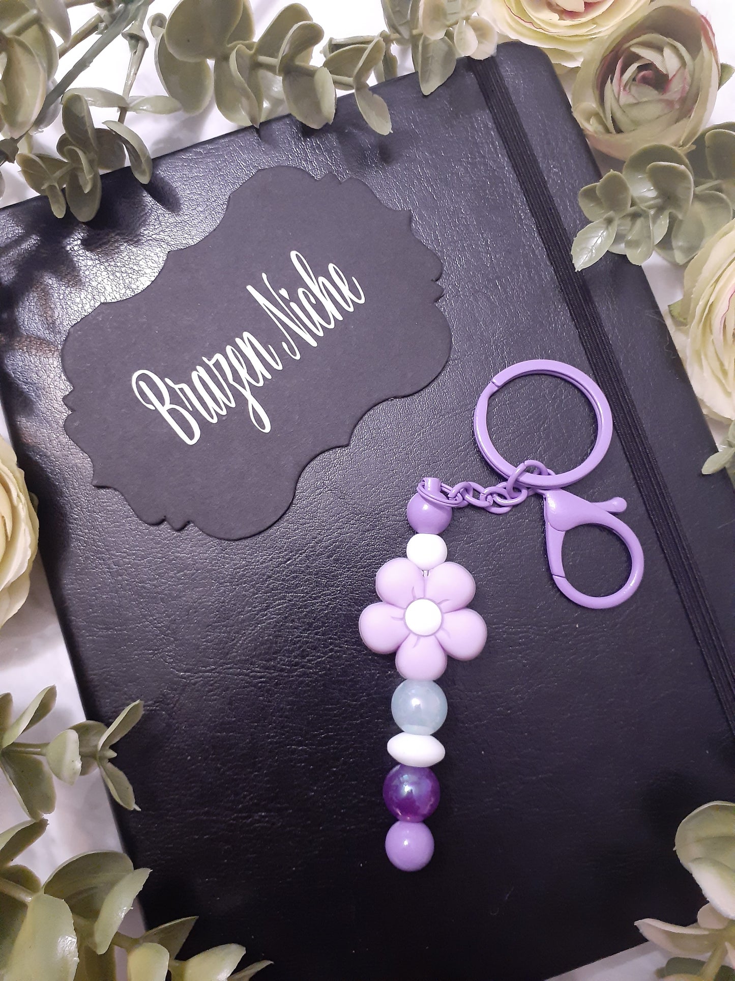 Purple Flower Silicone Keychain