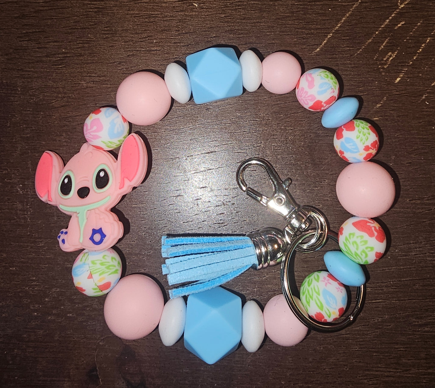 Pink Alien Wristlet Keychain