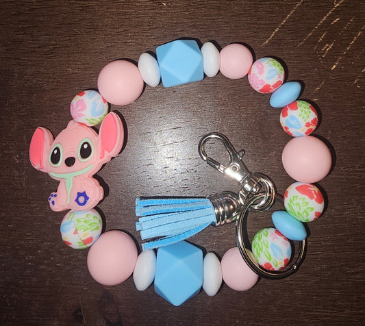 Pink Alien Wristlet Keychain