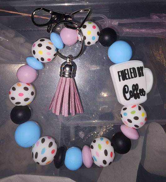 Fueled By Coffee Wristlet Keychain