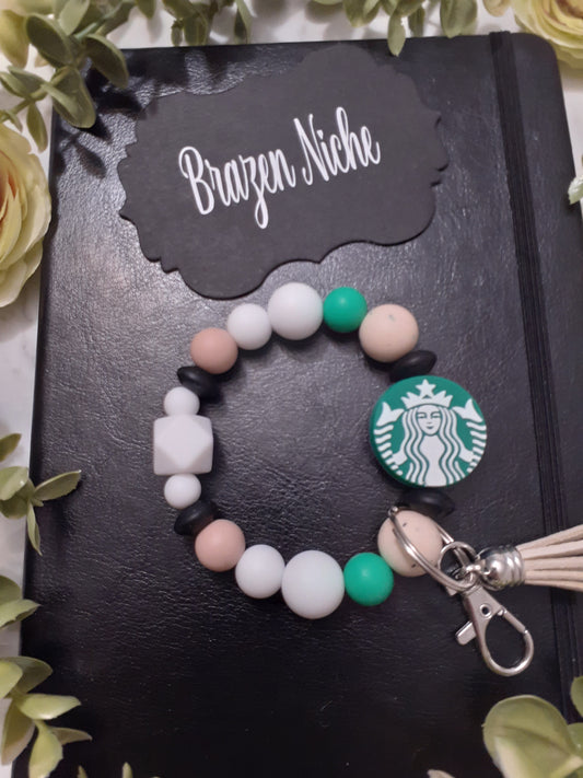 Green Coffee Wristlet Keychain